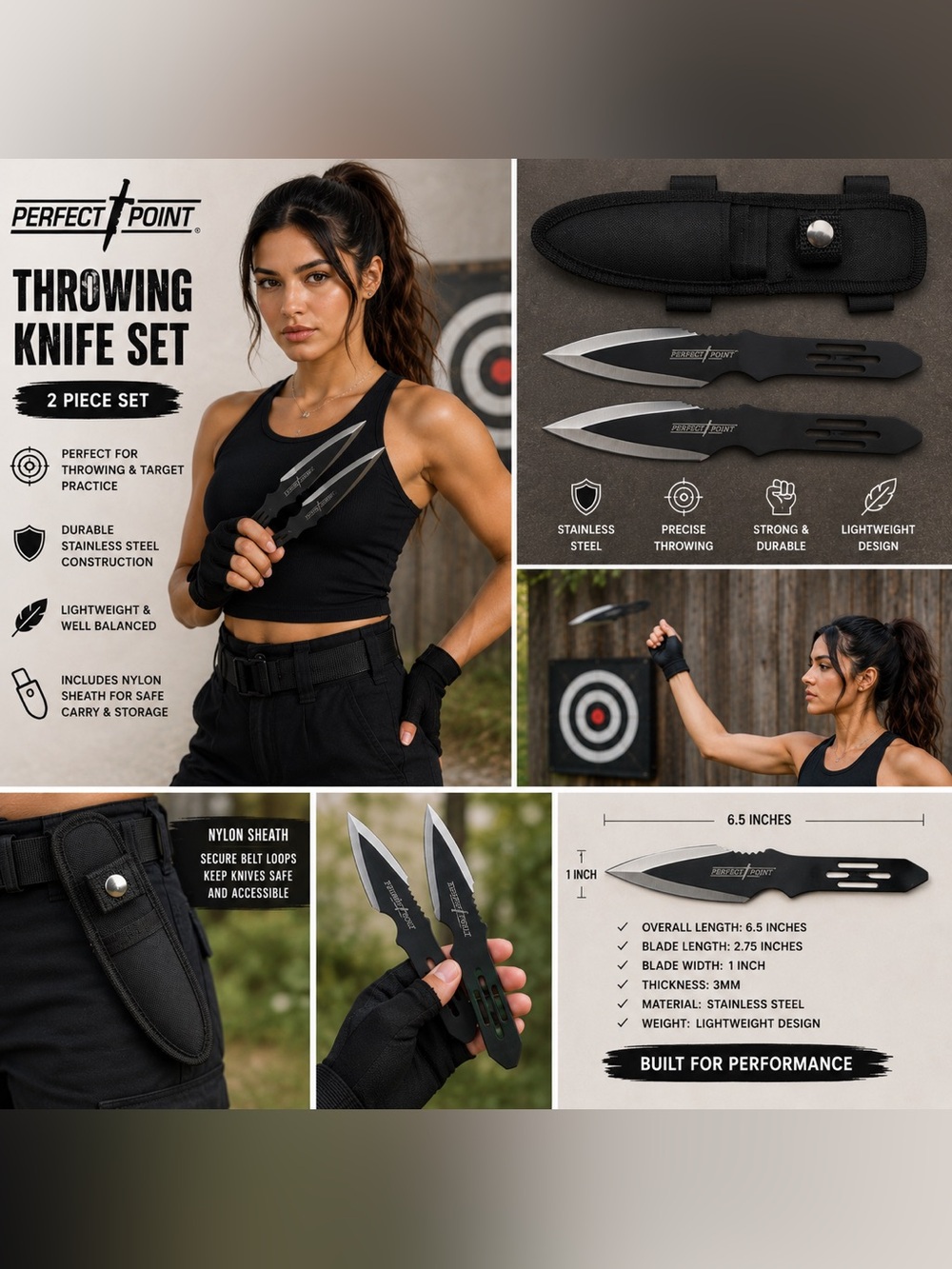 Black Throwing Knife Set - 2 Piece